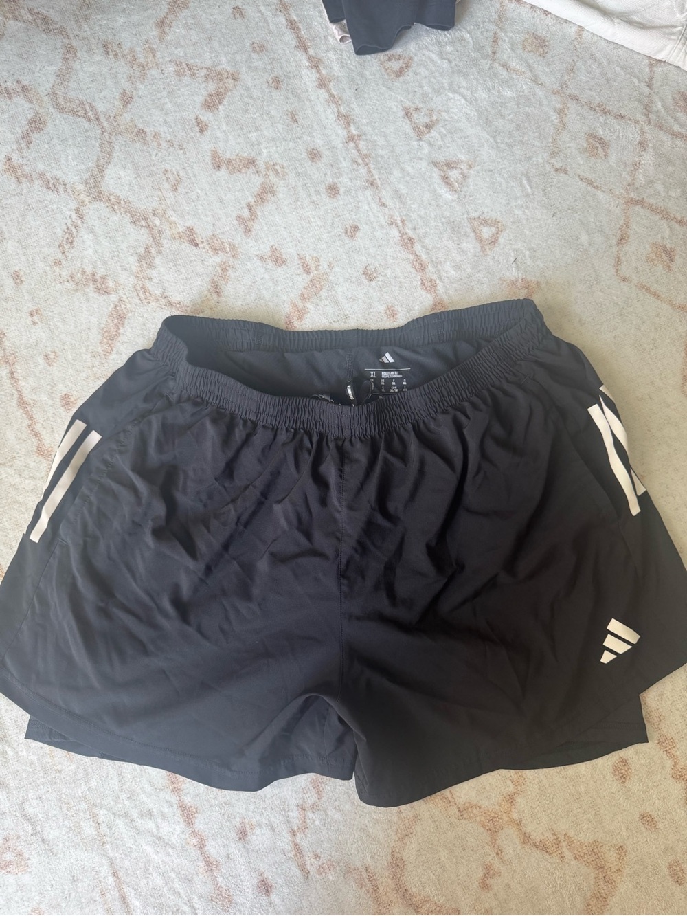 adidas Black Men's Athletic Shorts with White Stripes